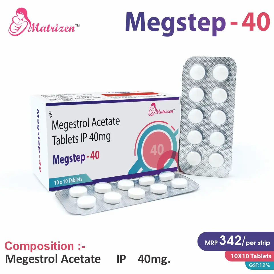 Megestrol Acetate 40mg SR Tablet at the best price in PCD Pharma Franchise for Progestin, Cancer, and Weight Loss Management.